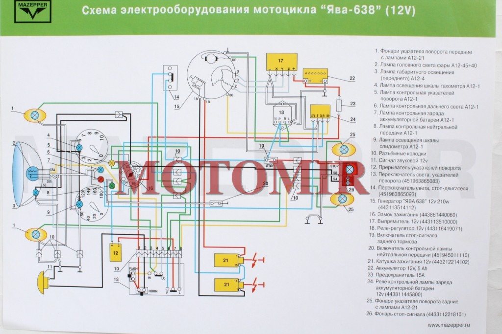 Схема электропроводки ява 350 12 вольт