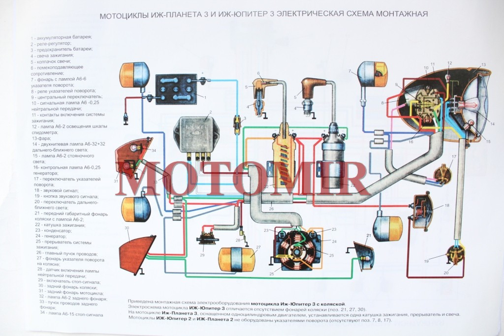 Схема проводки мотоцикла иж планета 4